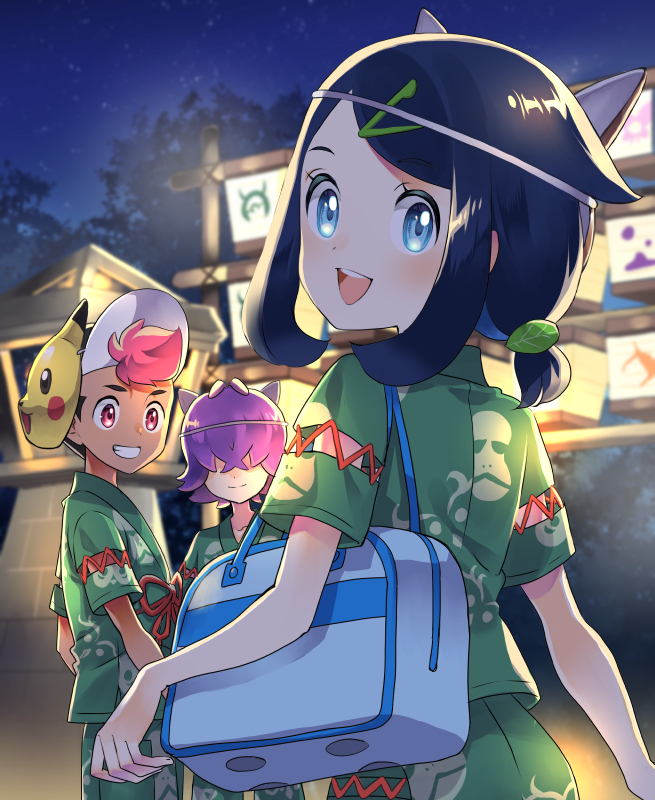 pikachu, liko, dot, and roy (pokemon and 1 more) drawn by morisawa_machi
