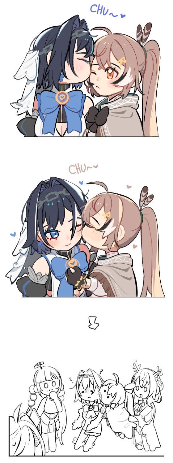 ouro kronii, nanashi mumei, hakos baelz, ceres fauna, and tsukumo sana (hololive and 1 more) drawn by eus_ing