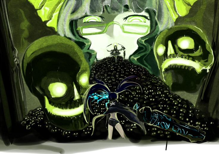 black rock shooter and dead master (black rock shooter) drawn by bbb577