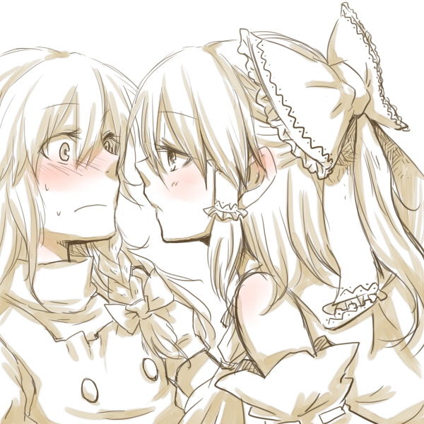 hakurei reimu and kirisame marisa (touhou) drawn by fuji_tsugu