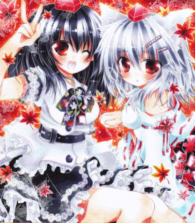shameimaru aya and inubashiri momiji (touhou) drawn by ura_hiro