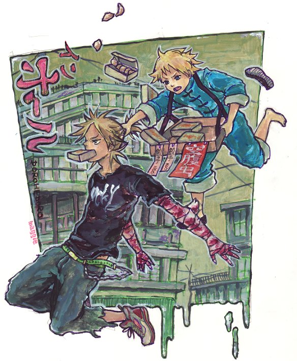 shin and nikaidou (dorohedoro) drawn by maggie_(spaghetti_shoukougun)