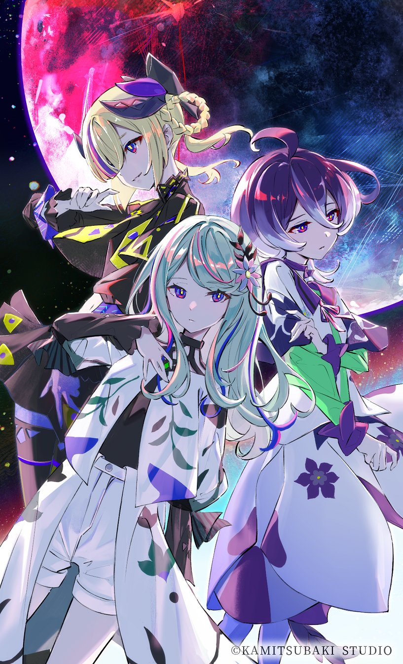 yunagi, mikoto, and hinageshi (kamitsubaki studio and 1 more) drawn by sakinoji