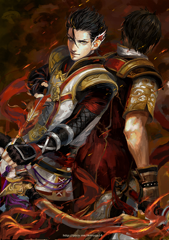lu xun and zhu ran (shin sangoku musou and 1 more) drawn by sun_dou
