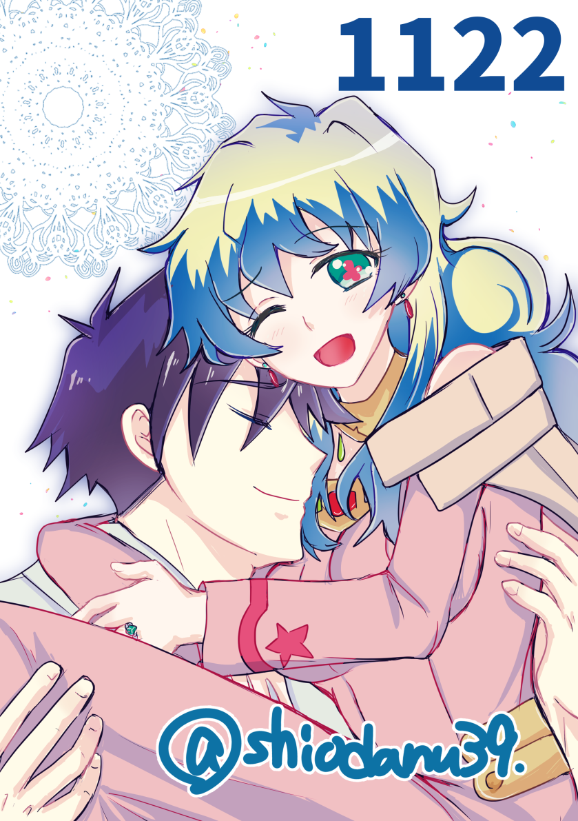 nia teppelin and simon (tengen toppa gurren lagann) drawn by shiodanu39