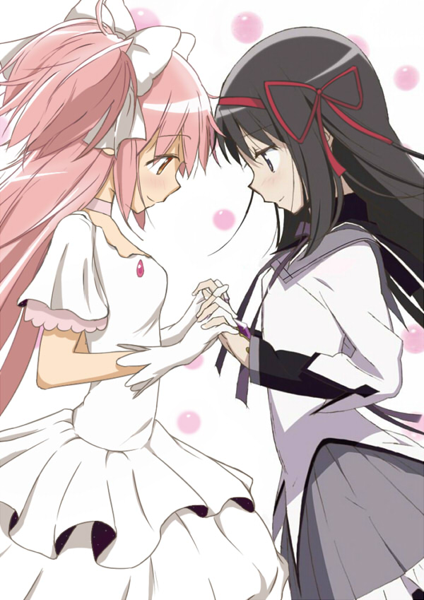 akemi homura, kaname madoka, and ultimate madoka (mahou shoujo madoka magica) drawn by aoki_ume