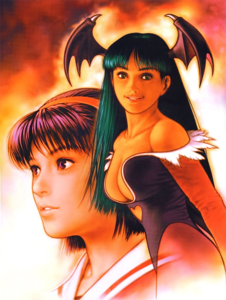 morrigan aensland and asamiya athena (the king of fighters and 3 more) drawn by mori_toshiaki