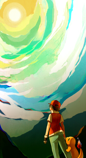 red and charmander (pokemon and 1 more) drawn by himari_g_(sr)