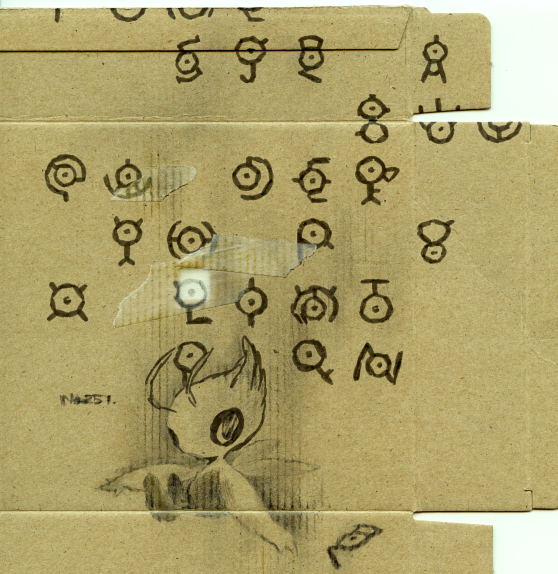 celebi, unown, unown a, unown e, unown o, and 20 more (pokemon) drawn by kameko
