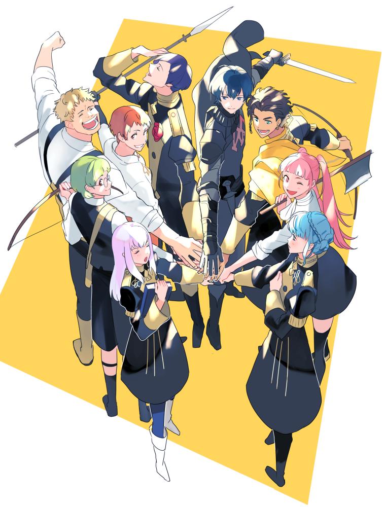 hilda valentine goneril, male byleth, lysithea von ordelia, marianne von edmund, claude von riegan, and 4 more (fire emblem and 1 more) drawn by ugonba_(howatoro)