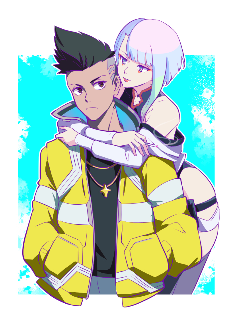 lucy and david martinez (cyberpunk and 1 more) drawn by peko_(pepan)
