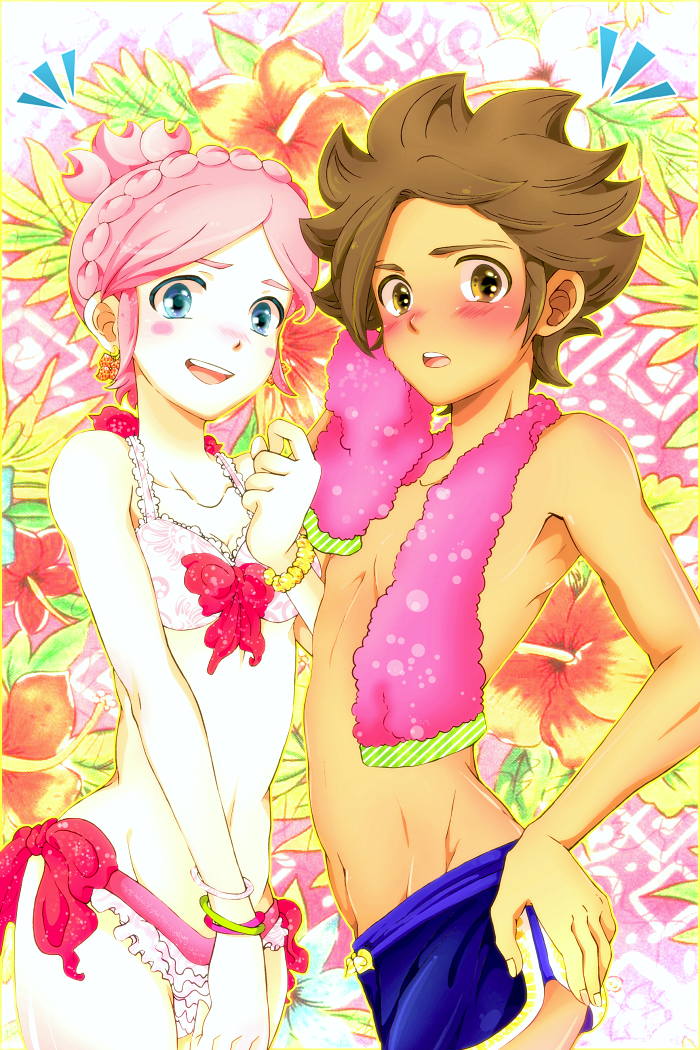 matatagi hayato and nozaki sakura (inazuma eleven and 2 more) drawn by bou_erika