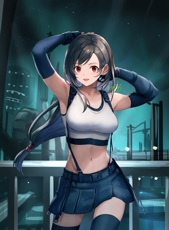 tifa lockhart (final fantasy and 2 more) drawn by sasanomesi