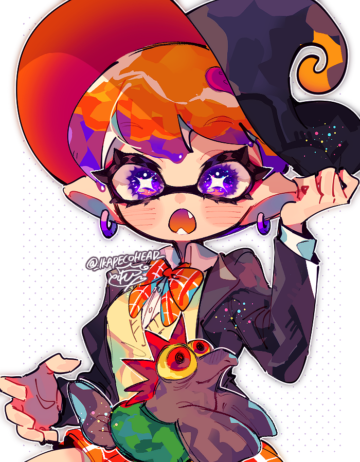 inkling player character, inkling girl, and smallfry (splatoon and 1 more) drawn by repikinoko