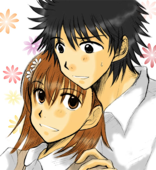 misaka mikoto and kamijou touma (toaru majutsu no index) drawn by rui_ji