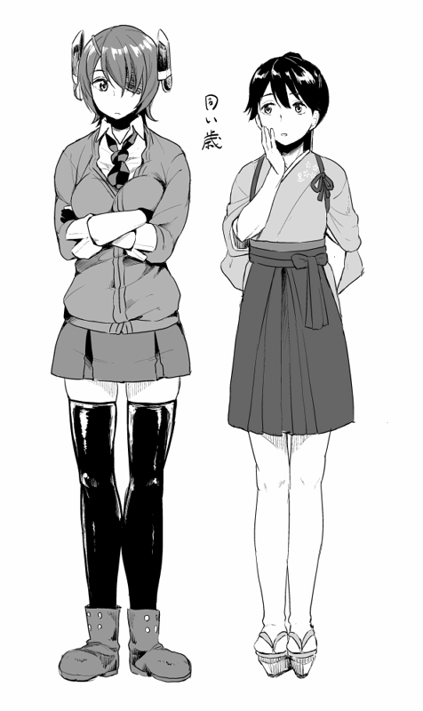 tenryuu and houshou (kantai collection) drawn by nathaniel_pennel