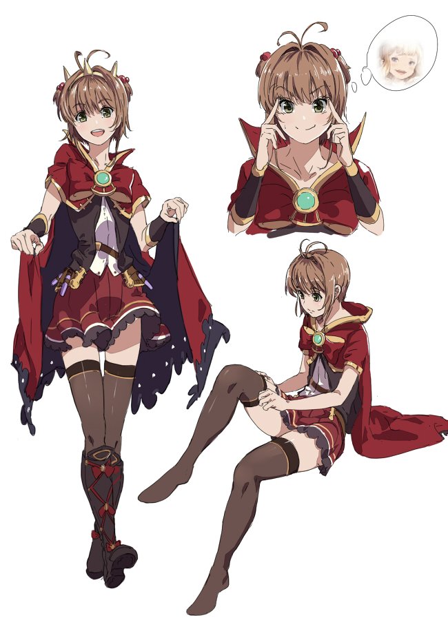 kinomoto sakura, cagliostro, and tange sakura (granblue fantasy and 1 more)
