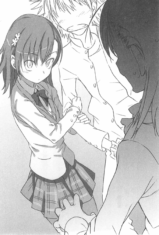 misaka mikoto, kamijou touma, misaka imouto, and misaka imouto 10032 (toaru majutsu no index and 1 more) drawn by haimura_kiyotaka