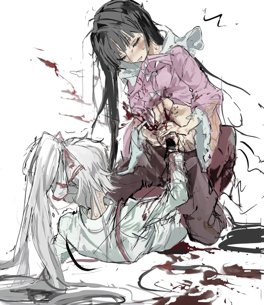 fujiwara no mokou and houraisan kaguya (touhou) drawn by sesmkun