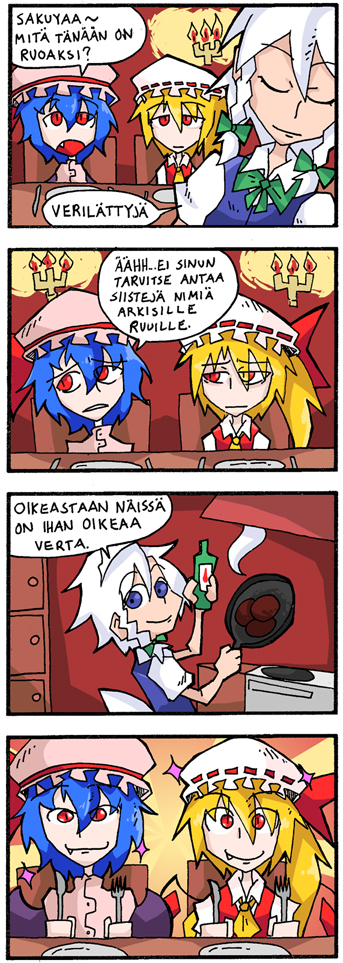 remilia scarlet, flandre scarlet, and izayoi sakuya (touhou) drawn by setz