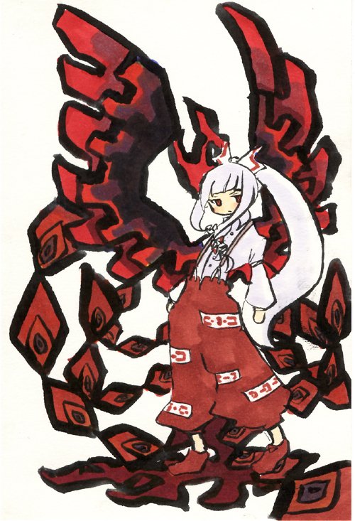 fujiwara no mokou (touhou) drawn by ritsu_(roboroboro)