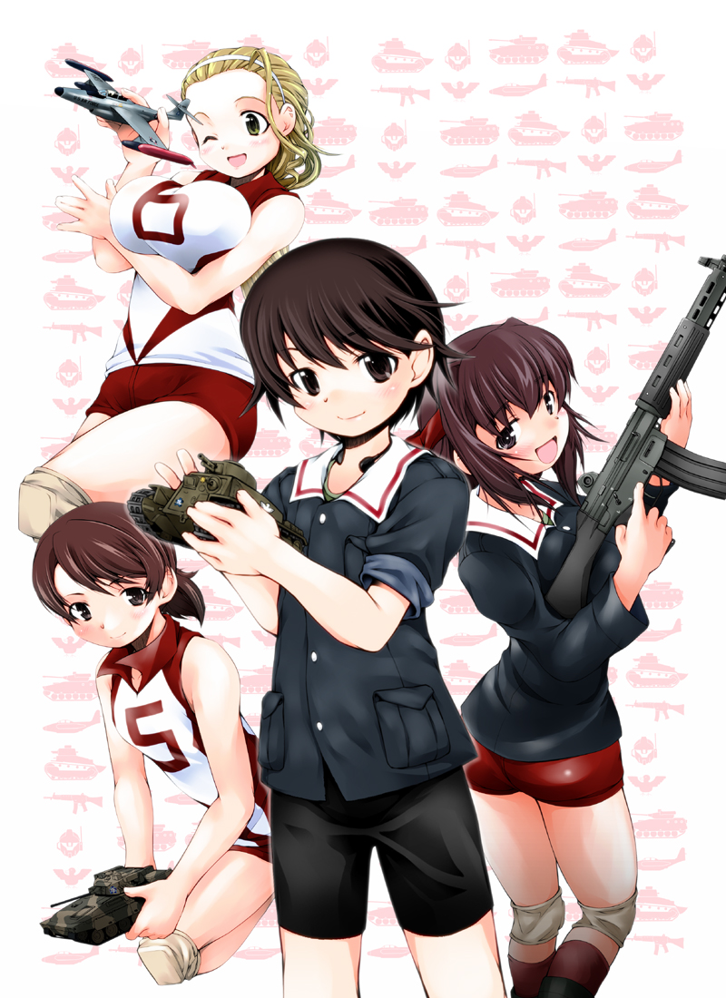 kondou taeko, isobe noriko, sasaki akebi, kawanishi shinobu, and jegan (girls und panzer) drawn by akiba_nagito