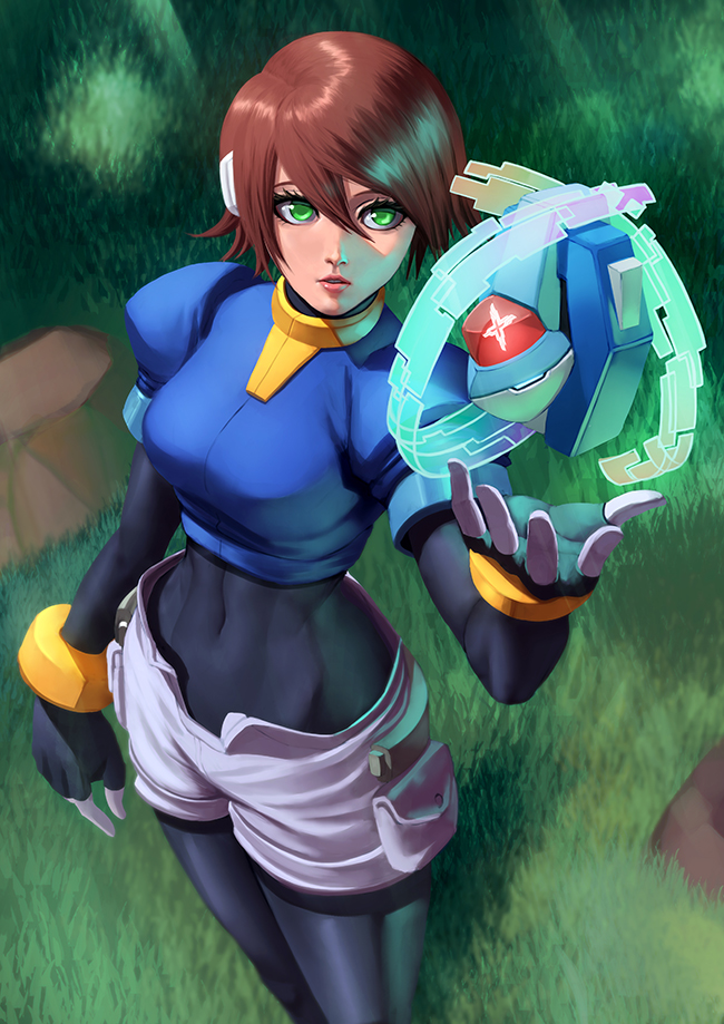 aile and model x (mega man and 1 more) drawn by zetman92