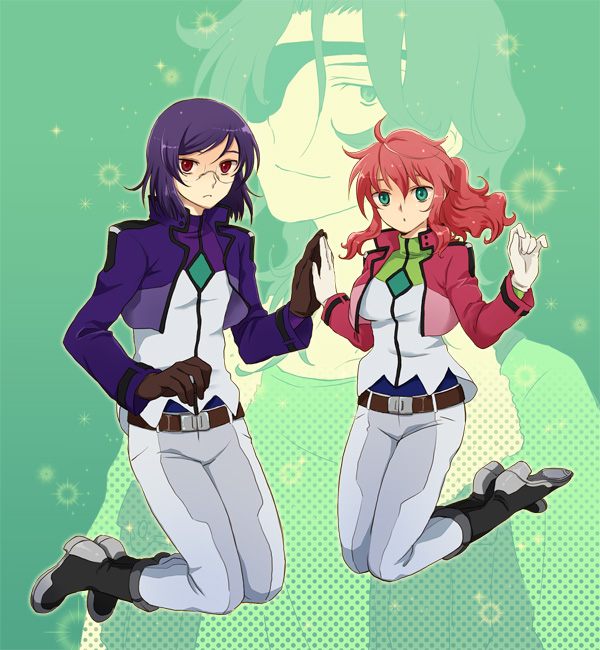 tieria erde, feldt grace, and lockon stratos (gundam and 1 more) drawn by plum_(arch)