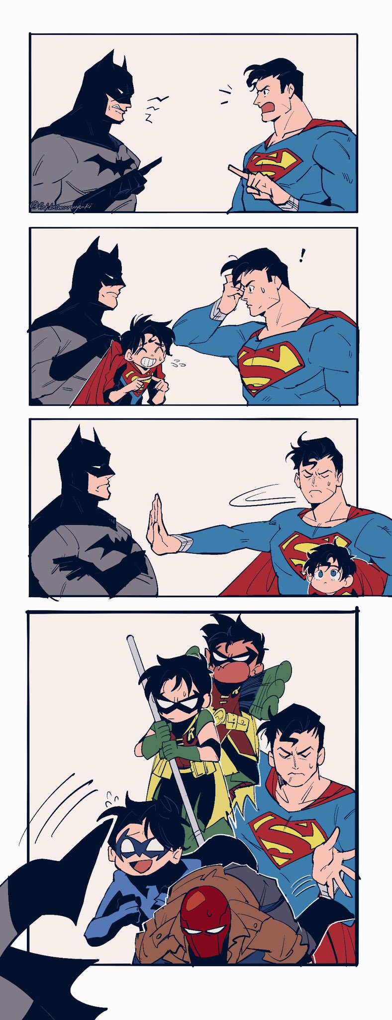 batman, robin, superman, clark kent, bruce wayne, and 8 more (dc comics and 1 more) drawn by hokkemaruyaki