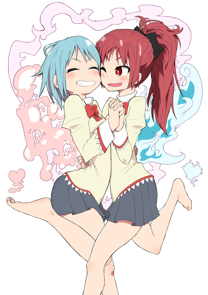miki sayaka and sakura kyoko (mahou shoujo madoka magica) drawn by salpin
