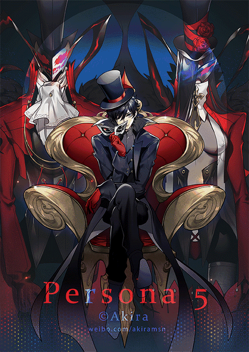 amamiya ren, joker, and arsene (persona and 1 more) drawn by gu-akira