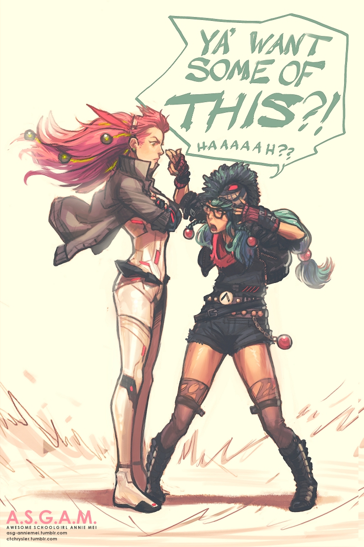 annie mei and may gunn (annie mei project) drawn by caleb_thomas