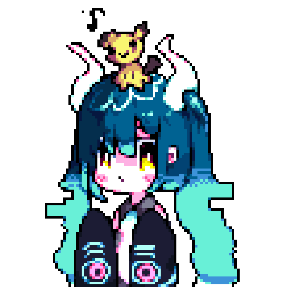 hatsune miku, mimikyu, and ghost miku (pokemon and 2 more) drawn by downvote_(downvote_me)