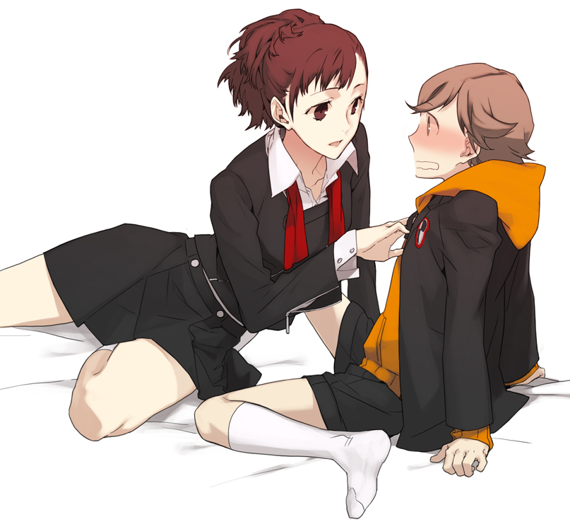 shiomi kotone and amada ken (persona and 2 more) drawn by arubon