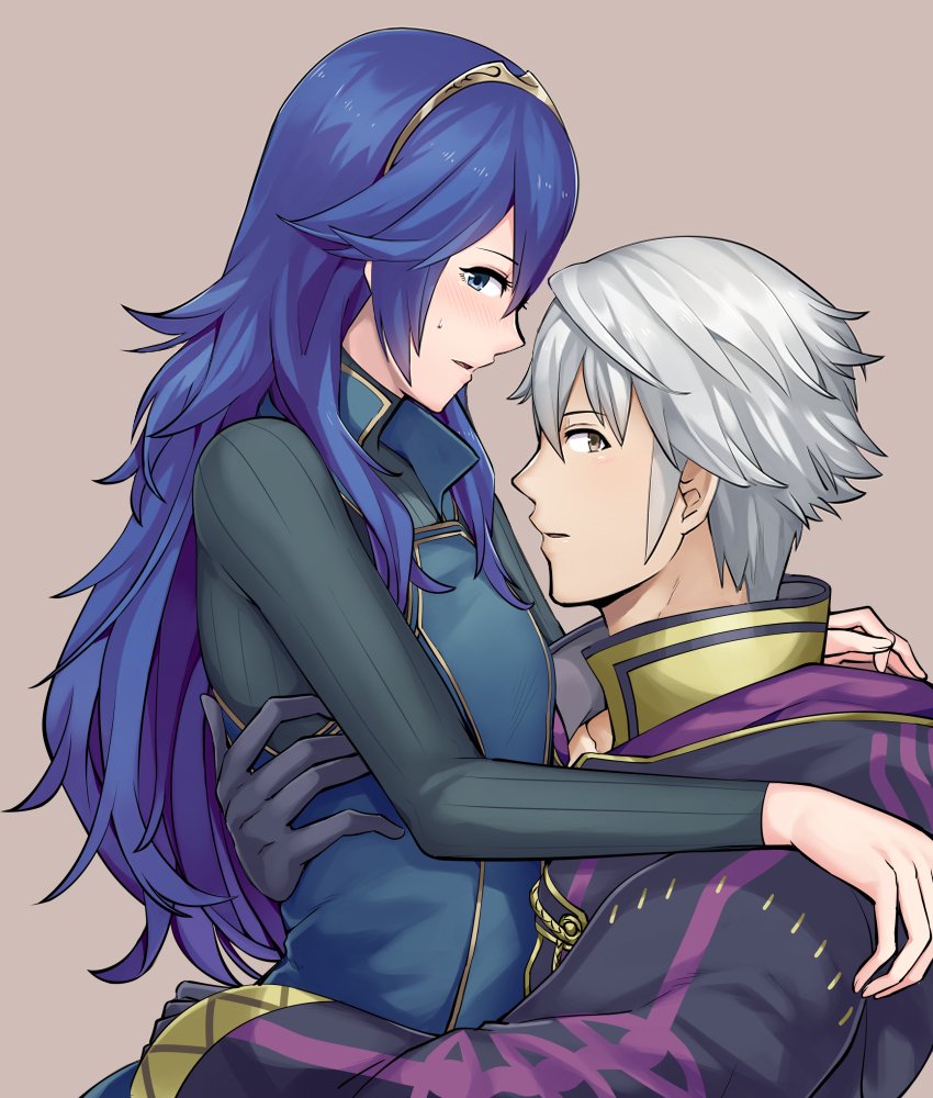 lucina and male robin (fire emblem and 1 more) drawn by ameno_(a_meno0)