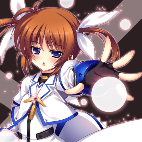 takamachi nanoha (lyrical nanoha and 2 more) drawn by raiou