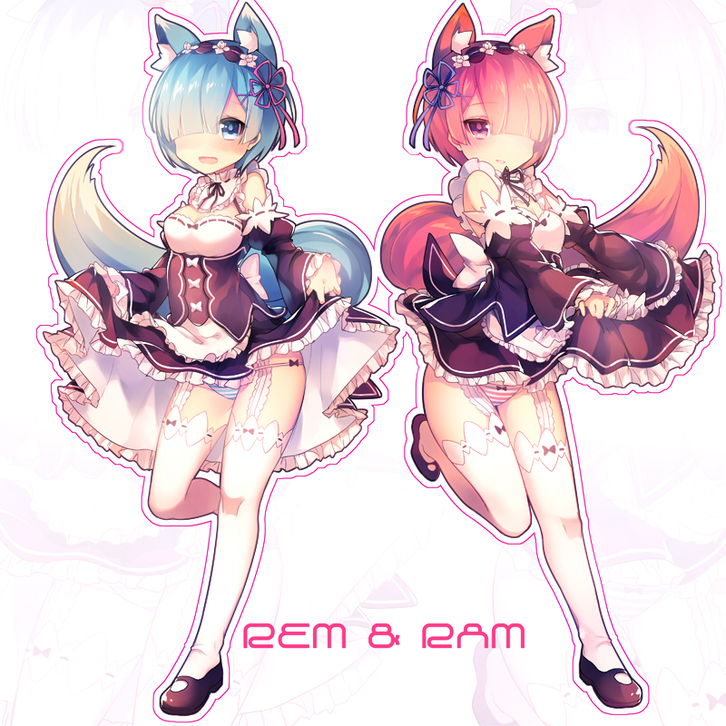 rem and ram (re:zero kara hajimeru isekai seikatsu) drawn by ao_jun