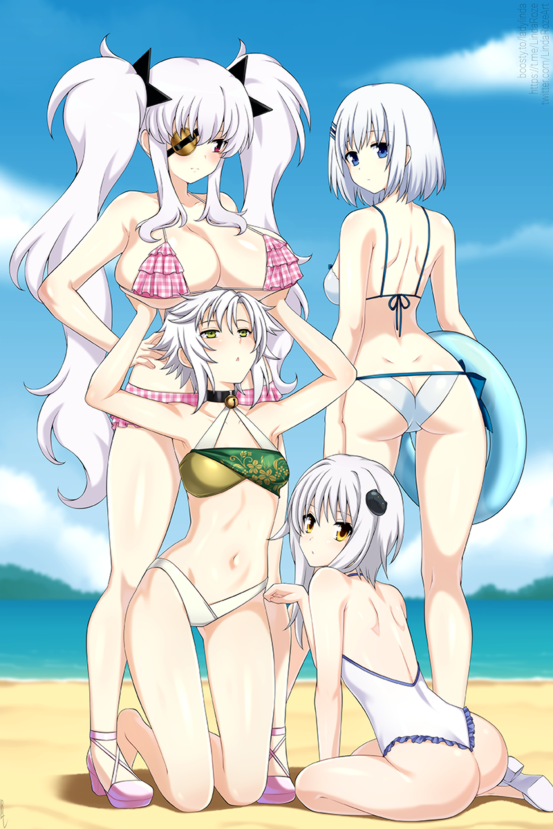 toujou koneko, tobiichi origami, yagyu, and fie claussell (senran kagura and 5 more) drawn by lindaroze
