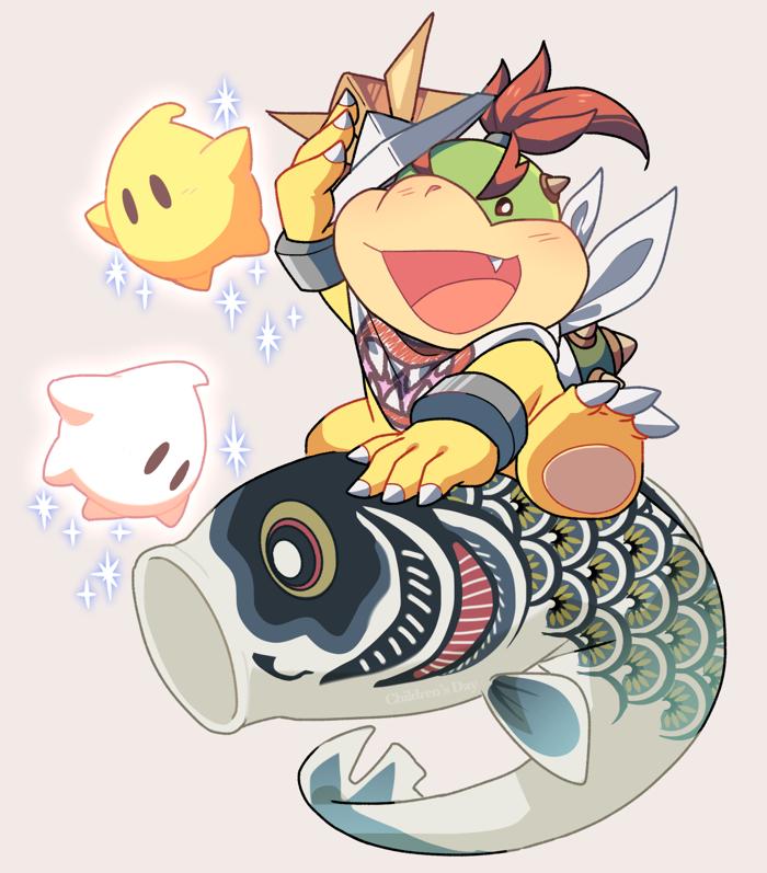 luma, bowser jr., and baby luma (mario and 1 more) drawn by hoshikuzu_pan