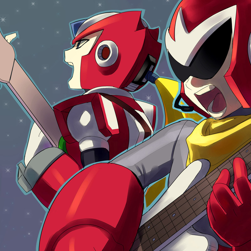 zero and proto man (mega man and 1 more) drawn by jiayu_long