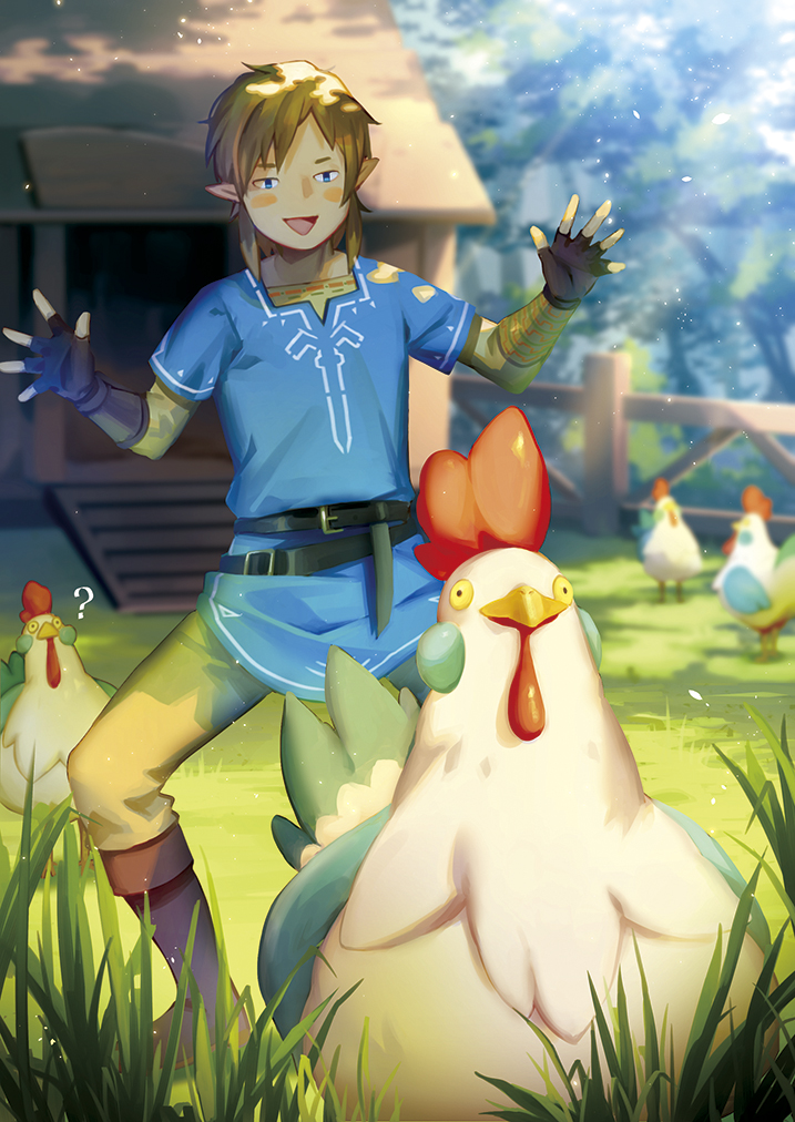 link and cucco (the legend of zelda and 1 more) drawn by yuyu_(yuyudesu0806)