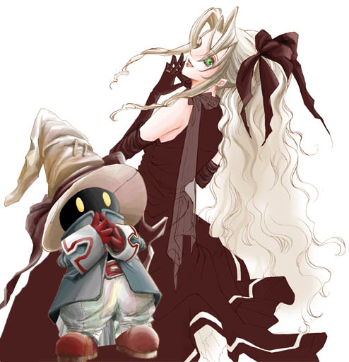 aerith gainsborough, black mage, and vivi ornitier (final fantasy and 4 more) drawn by kiyose_nodoka