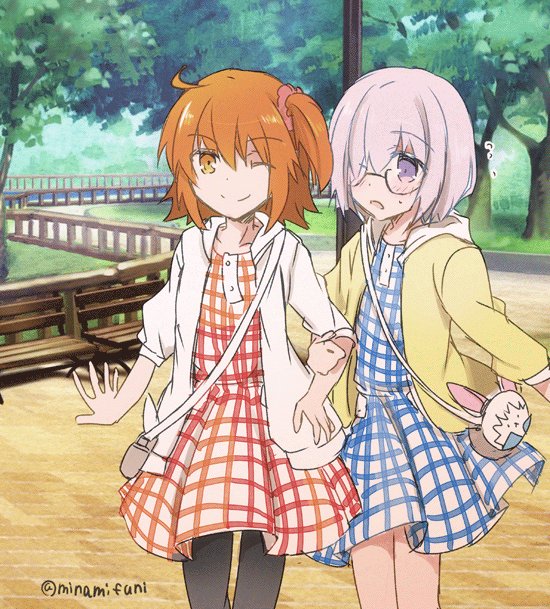 mash kyrielight and fujimaru ritsuka (fate and 1 more) drawn by minafuni