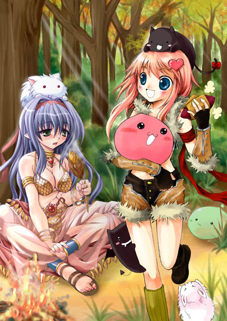 poring, sniper, poporing, deviruchi, dancer, and 1 more (ragnarok online) drawn by mio_(fastest_lap)
