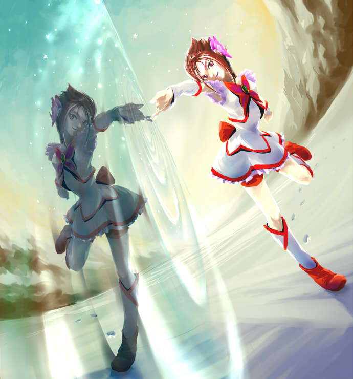 natsuki rin and cure rouge (precure and 1 more) drawn by coz_(commit)