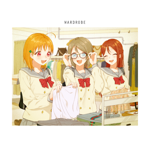 watanabe you, sakurauchi riko, and takami chika (love live! and 1 more) drawn by azuma_(no488888)