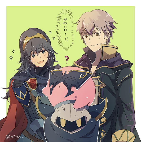 kirby, lucina, male robin, and meta knight (fire emblem and 3 more) drawn by okii
