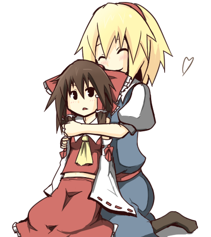 hakurei reimu and alice margatroid (touhou) drawn by asyura_kumo
