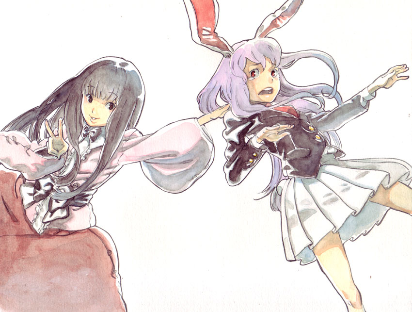 reisen udongein inaba and houraisan kaguya (touhou) drawn by raian