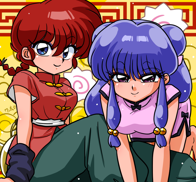 ranma-chan and shampoo (ranma 1/2) drawn by wanta_(futoshi)